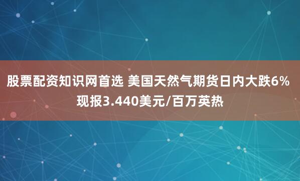 股票配资知识网首选 美国天然气期货日内大跌6% 现报3.440美元/百万英热